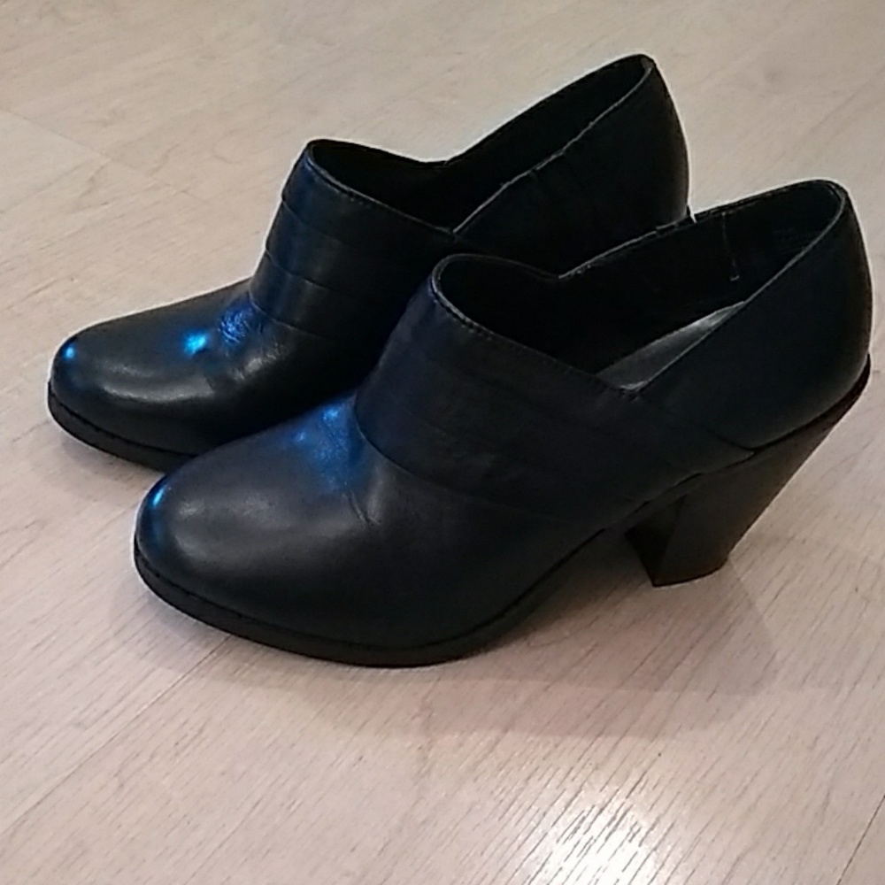 Black leather booties